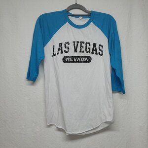 851. Optima 3/4 Sleeve Shirt Blue White Sz M